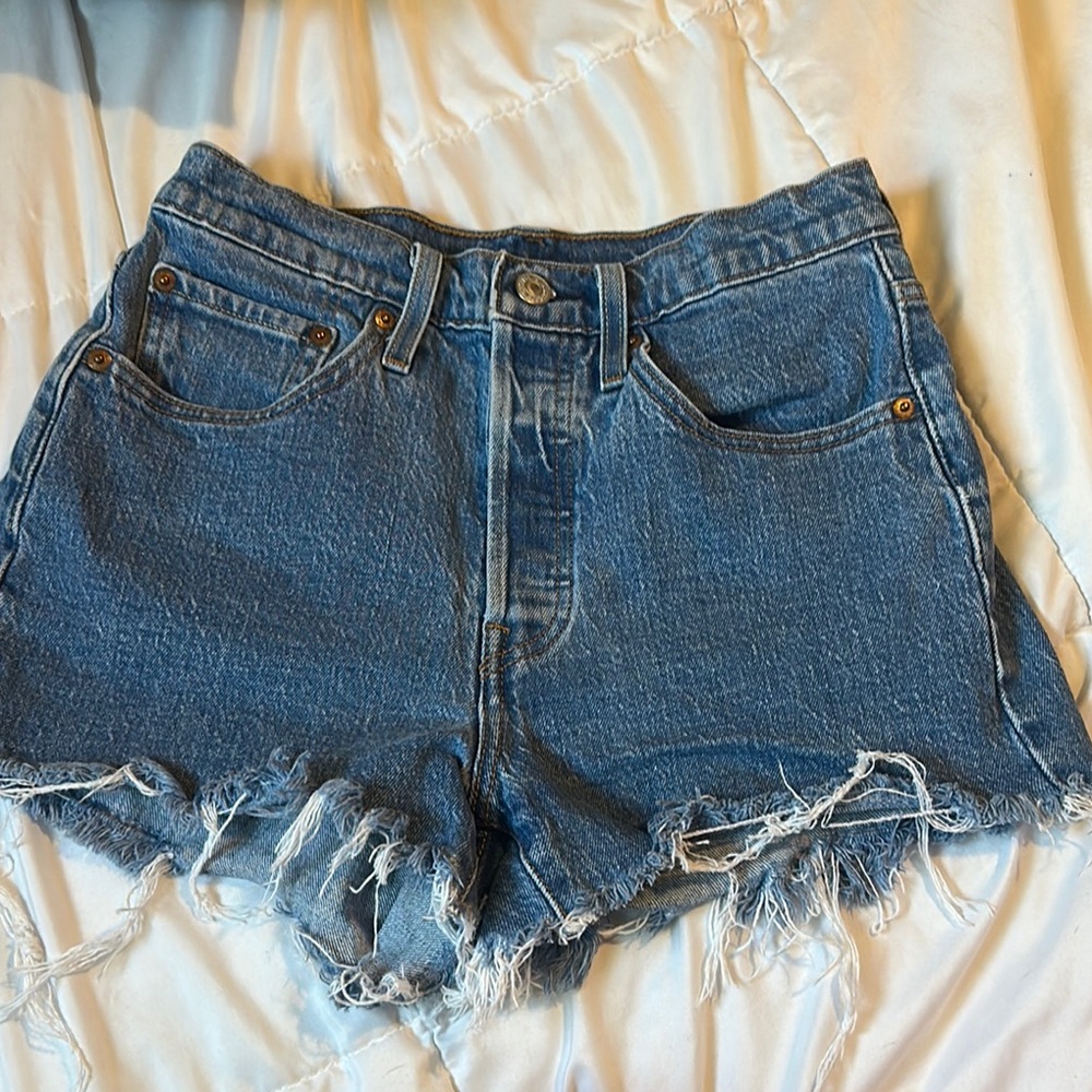 Levi's Blue High Waist Denim Shorts